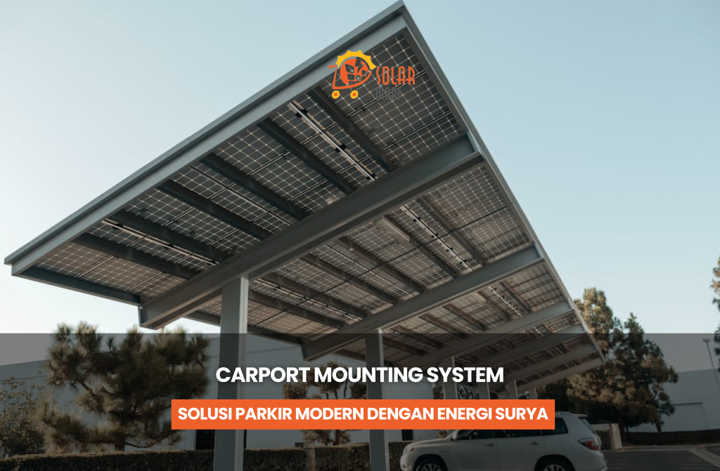 Struktur carport mounting panel surya untuk proyek PLTS komersial dan industri dari Solar Mart Energi